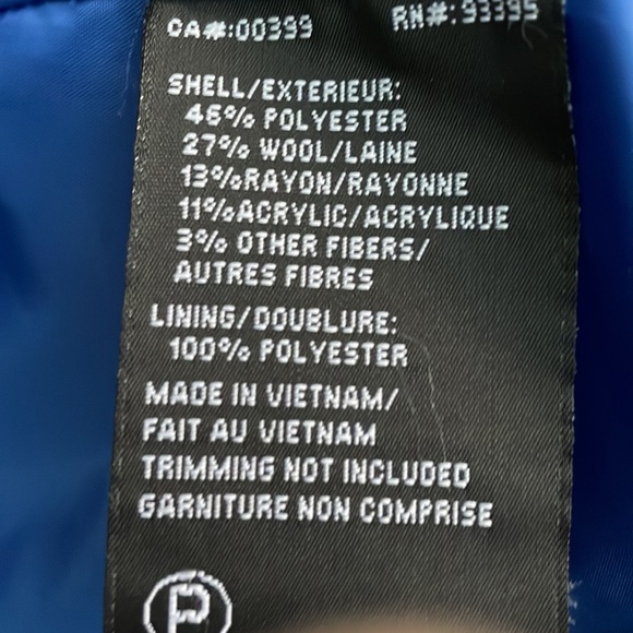 Royal Blue size small, short Pea Coat. - Picture 7 of 7